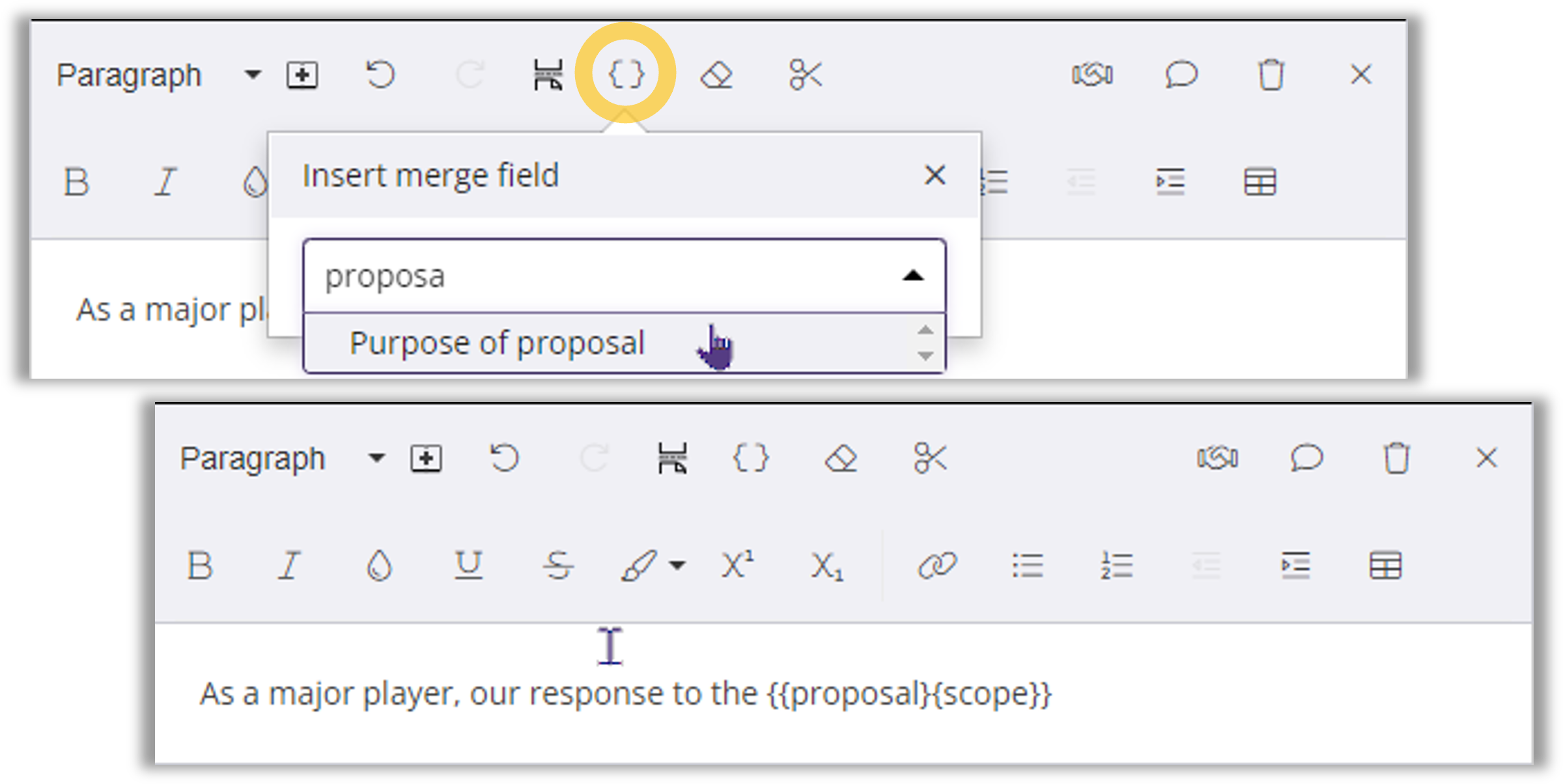 How to use a merge field in the word processor help center xaitproposal